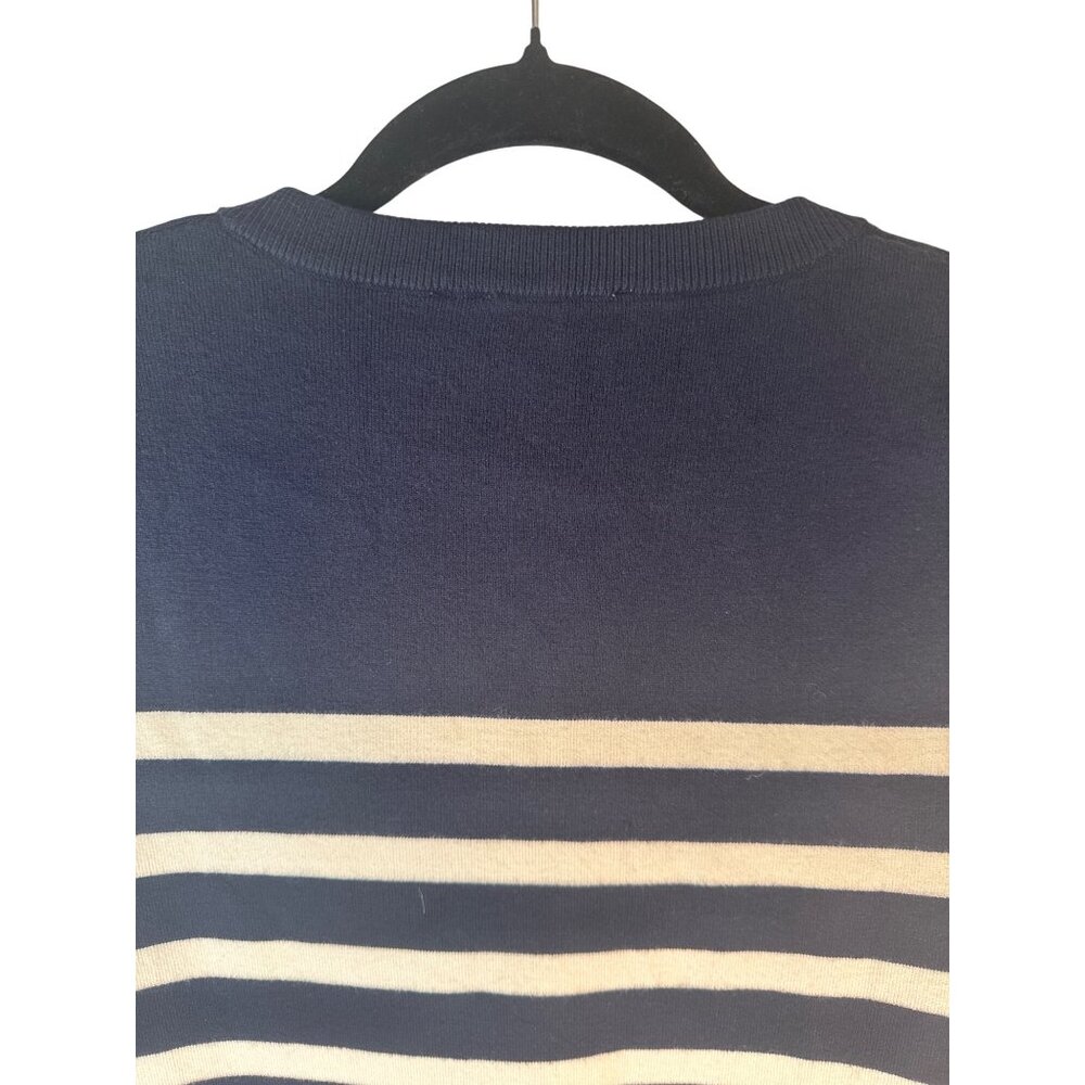 ZARA Navy & White Small Striped Short Sleeve Button Front Shift Dress - Picture 5 of 14